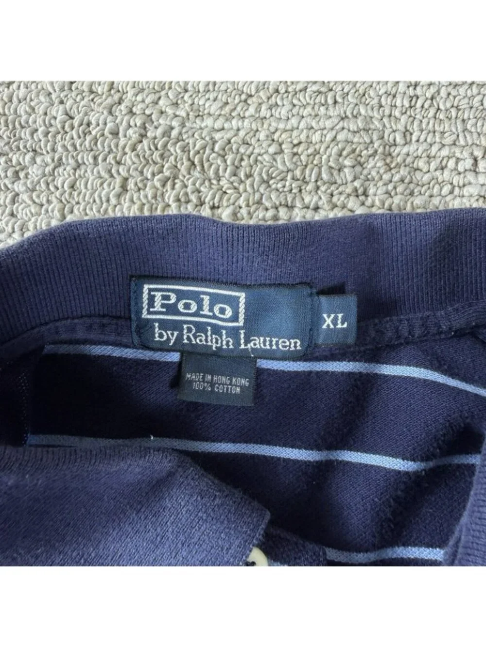 Vintage Polo Ralph Lauren Striped Polo Shirt Blue Men’s Size XL - Picture 3 of 7